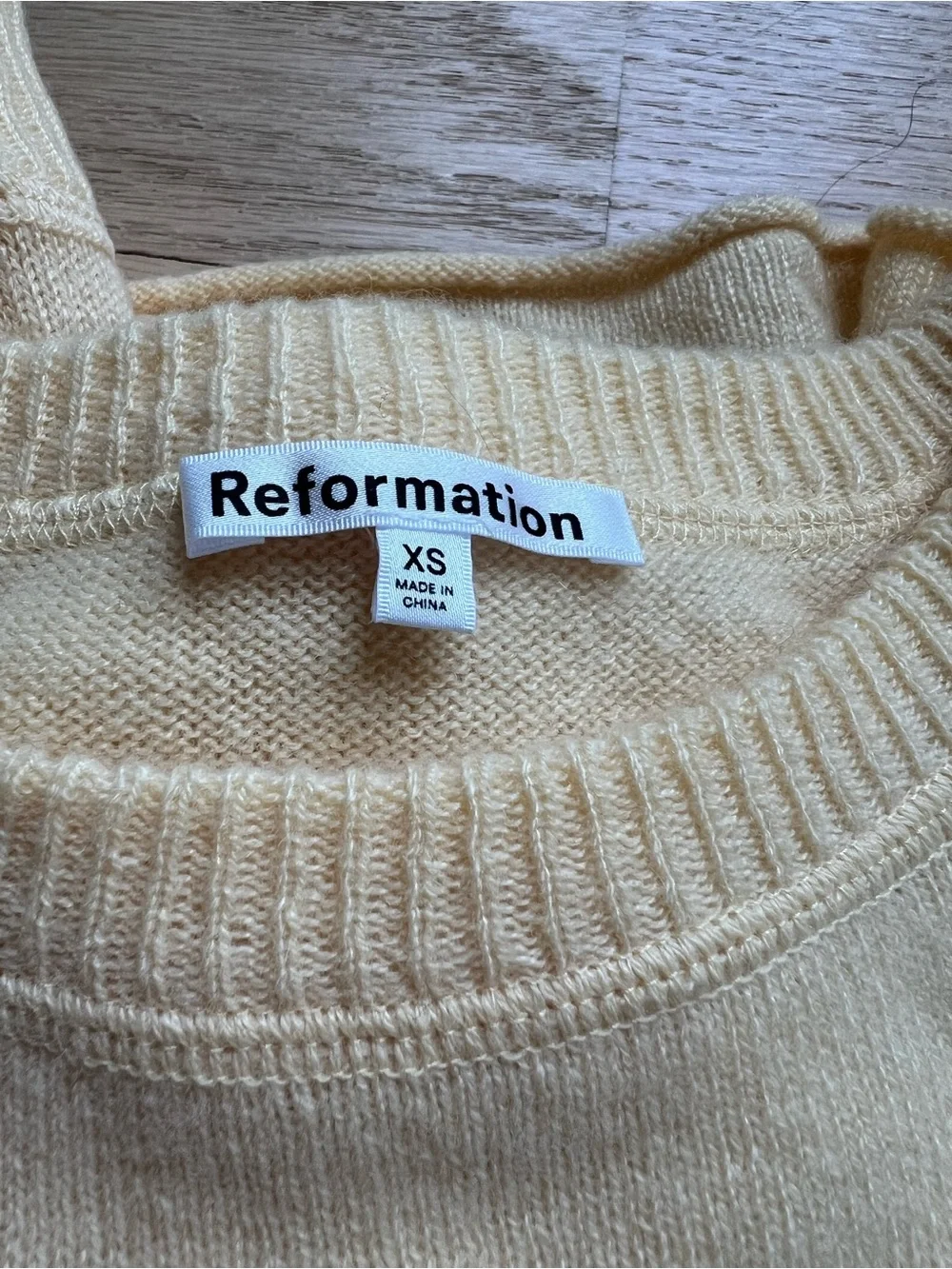 Reformation Boyfriend Cashmere Sweater Crewneck Sweater in Yellow NWOT